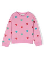 Stella McCartney Kids pull en coton à broderies cœur - Rose - thumbnail