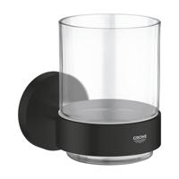 GROHE Essentials Bekerhouder - 10.6x9.9cm - met glas - mat zwart 1022562430