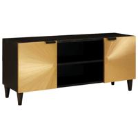 TV-kast Zwart en Goud 105 x 33 x 46 cm massief mangohout
