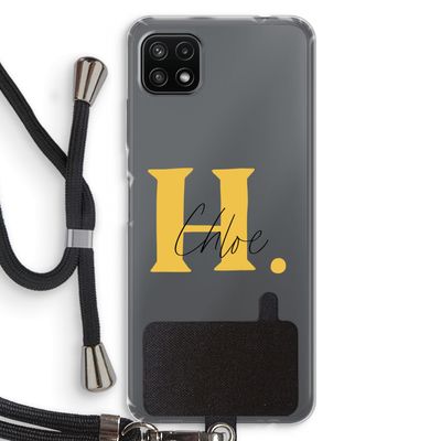 Amber Script: Samsung Galaxy A22 5G Transparant Hoesje met koord
