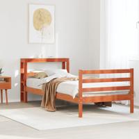Bedframe zonder matras massief grenenhout wasbruin 75x190 cm