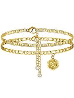 strand Dubbele Keten Alfabet Enkelbandje - thumbnail