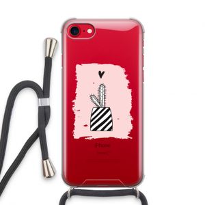 Zwart-wit cactus: iPhone SE 2020 Transparant Hoesje met koord