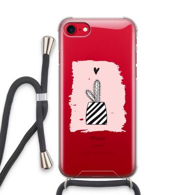 Zwart-wit cactus: iPhone SE 2020 Transparant Hoesje met koord