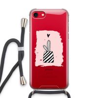 Zwart-wit cactus: iPhone SE 2020 Transparant Hoesje met koord