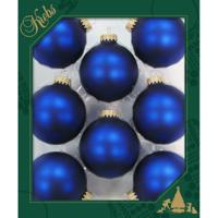 Krebs Kerstballen - 8x st - kobalt blauw - mat - glas - 7 cm - kerstversiering