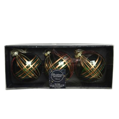 Decoris Luxe kerstballen - 6x st - brass groen - D8 cm - glas - gedecoreerd