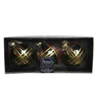 Decoris Luxe kerstballen - 6x st - brass groen - D8 cm - glas - gedecoreerd