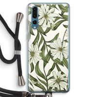 Wit bloemenpatroon: Huawei P20 Pro Transparant Hoesje met koord