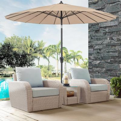 Ø 265 cm Tuinparasol Kantelbare Parasol met Zwengel Buiten Paraplu met 18 Stangen & UV-bestendig Doek