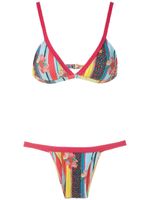 Amir Slama bikini rayé à fleurs - Multicolore