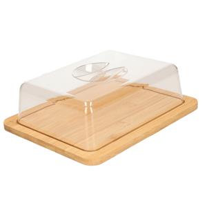 Quesera serveerplankje met stolp - hout - met deksel - 26 x 21 cm - kaasplank/taartplank