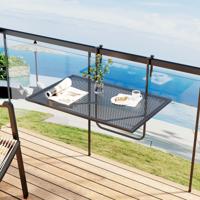 Opvouwbare Balkon tafel Rechthoekige Hangtafel om op te Hangen Metaal Vouwtafel Zwart