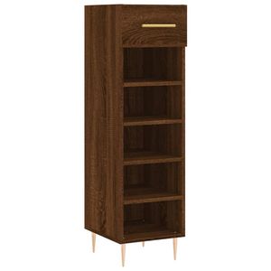 The Living Store Schoenenkast Bruineiken - 30x35x105 cm - Hout en IJzer