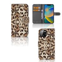 Apple iPhone 14 | Telefoonhoesje | Met pasjeshouder | Leopard