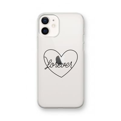 Forever heart black: iPhone 12 Transparant Hoesje
