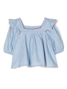 ZIMMERMANN Kids Halcyon smocked denim blouse - Bleu