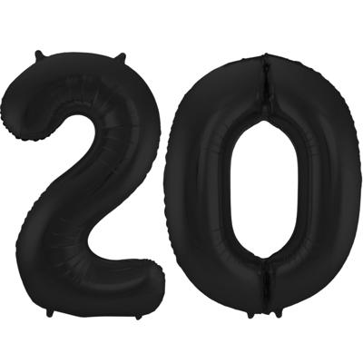 Folat Folie ballonnen - 20 jaar cijfer - zwart - 86 cm - leeftijd feestartikelen - verjaardag