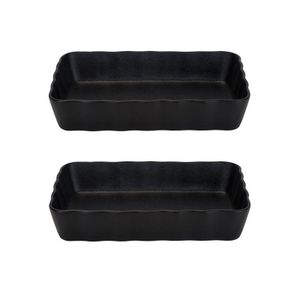 2x Zwarte ovenschalen/serveerschalen 21 x 14 cm