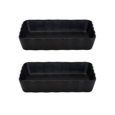 2x Zwarte ovenschalen/serveerschalen 21 x 14 cm