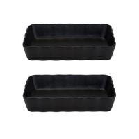 2x Zwarte ovenschalen/serveerschalen 21 x 14 cm 2x Zwarte ovenschalen/serveerschalen 21 x 14 cm