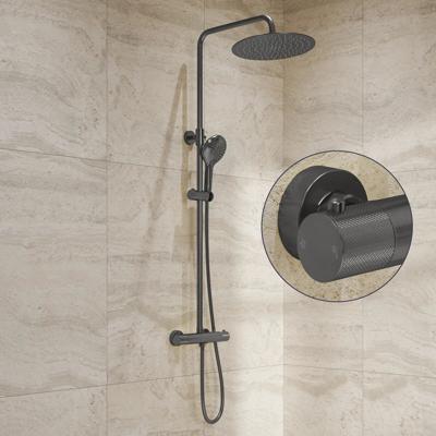 Regendouche set SaniClear Evolution Curved | Opbouw | 20 cm | Mengkraan | Incl.Handdoucheset | IJzer Verouderd