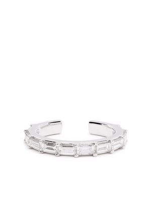 We by WHITEbIRD bijou d'oreille Baguette en or blanc 18ct orné de diamant - Argent