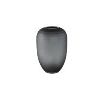 Nadah Grijs ronde geribbelde glazen vaas hoog S