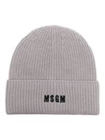 MSGM logo-embroidered ribbed-knit beanie - Gris