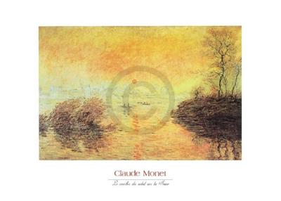Kunstdruk Claude Monet - Le coucher du soleil la Seine 70x50cm