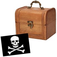 Houten piratenkistje 15 cm - thumbnail