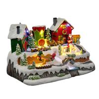 Kerstdorp tafereel - elven dorp - met led verlichting, muziek en beweging - 31 x 19 x 20,5 cm