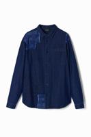 Denim overhemd met borduursels en patch. - BLUE - M