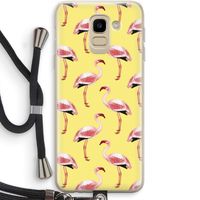 Flamingo's geel: Samsung Galaxy J6 (2018) Transparant Hoesje met koord