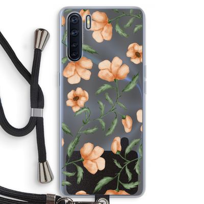 Peachy flowers: Oppo A91 Transparant Hoesje met koord