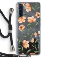 Peachy flowers: Oppo A91 Transparant Hoesje met koord