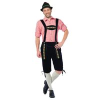 Zwarte bierfeest/oktoberfest lederhosen lange overknee broek verkleedkleding voor heren 54 (XL)  - - thumbnail