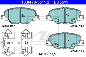 Remblokkenset, schijfrem ATE, u.a. fÃ¼r Opel, Vauxhall