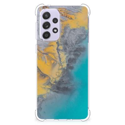 Samsung Galaxy A33 Anti-Shock Hoesje Marble Blue Gold Samsung Galaxy A33 Anti-Shock Hoesje Marble Blue Gold