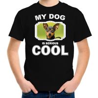 Dwergpinscher honden t-shirt my dog is serious cool zwart voor kinderen