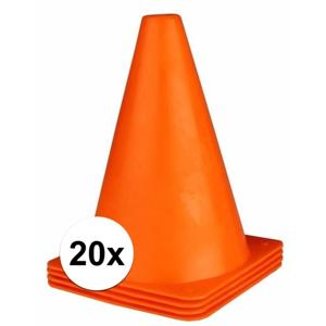 Pionnen - 20x stuks - oranje - 17 cm - plastic - pionnetjes - sport/voetbal training