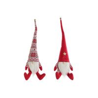 Kerstversiering DKD Home Decor Wit Rood Kabouter 10 x 10 x 40 cm (2 Stuks)