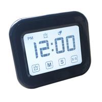 Keuken timer digitale wekker groot LCD-aanraakscherm worden geleverd met nachtlampje voor het bakken van koken (zwart)