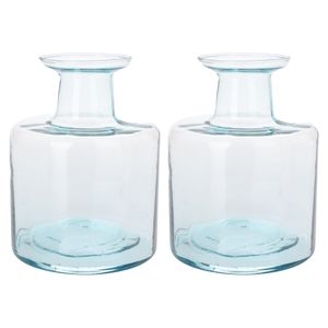 H&S Collection Bloemenvaas Umbrie - 2x - Gerecycled glas - transparant - D15 x H21 cm