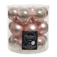 Kleine kerstballen - 18x st - lichtroze - D4 cm - glas - kerstversiering Kleine kerstballen - 18x st - lichtroze - D4 cm - glas - kerstversiering