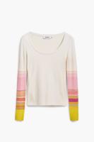 T-shirt met bedrukte mouwen - WHITE - XS