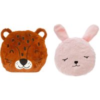 Dieren sierkussens - set 2x - kinderkamer - panter/konijn - 30 cm - polyester - thumbnail