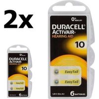 12 Stuks (2 Blister a 6st) Duracell ActivAir 10MF Hg 0% 1.45V 100mAh hoortoestel batterij 1.45V 100mAH - thumbnail