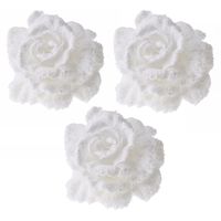 6x Kerstboomversiering bloemen op clip witte kerstbloemen 10 cm - thumbnail