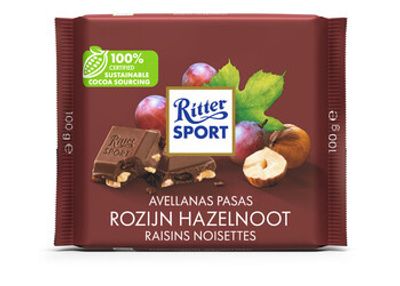 Ritter Sport Rittersport - Rozijn Hazelnoot 100 Gram 12 Stuks